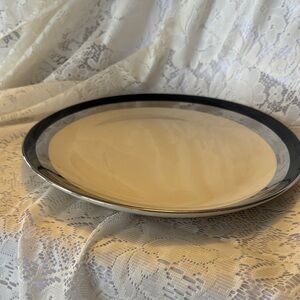 Vintage Gorham/Flintridge "Contessa Black" Oval Serving Platter - Platinum Trim